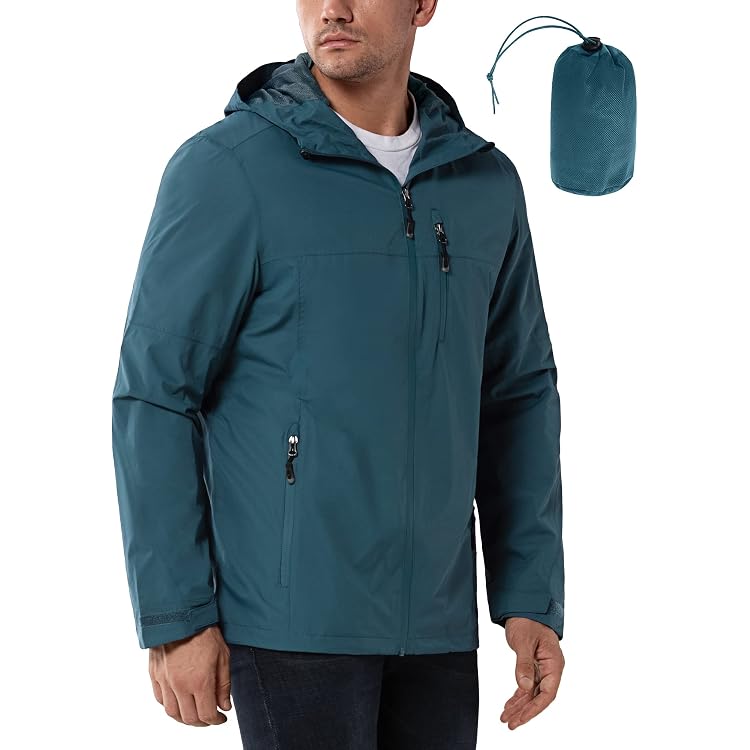 Produktbild von Fahrradjacke Atmungsaktiv Coutyuyi Herren Regenjacke Wasserdicht & Atmungsaktiv - Leichte Outdoorjacke Mit Kapuze Für Radfahren & Wandern Packbare Regenjacke
