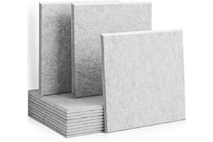 Rdutuok 12 Paneles Absorción Acústica 30 x 30 x 1 cm acústicos alta densidad Azulejos con bordes biselados, excelentes Para Estudio Grabación,Oficina,Decoración de pared (Gris plateado)