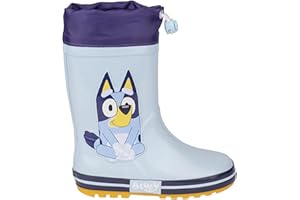 CERDÁ LIFE'S LITTLE MOMENTS Botas de Lluvia de Bluey - Color Azul - Ajustables con Cordón - Suela con Tacos Antideslizantes - Botas Impermeables de Goma y Poliéster - Producto Original Diseñado en España