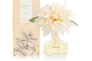‎SAUSSAVITA Saussavita Blume Raumduft Diffuser für120 Tage, Aroma Diffuser mit 7 Duftstäbchen, Natürlich, Langanhaltend,Raumdüfte für 210 ml, Lufterfrischer für die Büro und Badezimmer (Zitrus-vitalität)