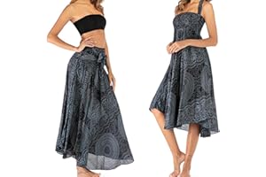 cailiya 1Pcs Retro Maxi Gonna Lunga,Sciolto Gonna fluente Festa in Spiaggia,Boemia Capestro Abito Spiaggia 2 in 1 Gonne da Mare Grande Danza del Ventre Casual