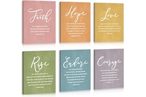 KAIRNE Bible Wall Art,Scripture Religious Wall Decor Set Of 6(12x16'',Framed),Faith Poster Set,Christian Canvas Picture,Bible Verses Artwork,Easter Wall Art for Bedroom College Dorm Home Decor