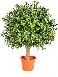 artplants.de K&uuml;nstliche Buchskugel Tom auf Stamm, 430 Bl&auml;tter, 45cm, &Oslash; 30cm - K&uuml;nstlicher Buchsbaum Buxkugel Buchsbaumkugel