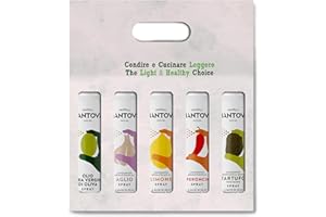 SPRAYLEGGERO Confezione Regalo 5 x 100 ml spray: olio extravergine d’oliva, condimento al limone, al peperoncino, all’aglio e al tartufo - Olio Spray – 100% Naturale,100% Leggero, 100% Facile