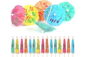 Eokeey 60 Stück Cocktail Schirmchen Cocktail Zubehör Papierschirmchen,Wiederverwendbar Bunte Cocktailschirmchen Cocktail Dekoration Papier für Bar Deko Cocktailzubehör Trinkfrüchte Essen Wein Party