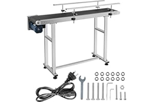 Happybuy 1500MMx198MM Förderband Einstellbarer Fördertisch 0-25M / Min Förderband Edelstahl Motorisiertes Antistatisches PVC-Band mit Doppelter Leitplanke