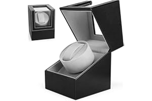 XiaoMuTongABC Automatische Uhrenbeweger Box, luxuriöser Uhrenwender mit leisem Motor für Automatische Uhr, Single PU Leder Uhrenbeweger Kollektor Vitrine Uhrengehäuse, Batteriebetrieb oder Netzteil