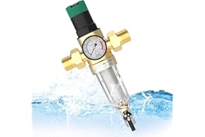 XMSZQU Zawór nadciśnieniowy 3/4 cala, reduktor ciśnienia wody, DN 20 mosiądz, pogrubiony, regulator ciśnienia, woda, reduktor ciśnienia wody, z filtrem i manometrem, odpowiedni do domów, budynków, fabryk