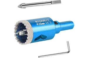 NICAVKIT Diamanthålsåg 25 mm med 2 centreringsborrar, professionellt lödd diamantborr för kakel, porslin, keramik, glas, kvartsit
