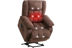 Bosmiller Elektrische Aufstehhilfe Relaxsessel Aufstehsessel Verstellbar Fernsehsessel Heizung Sessel mit Aufstehhilfe TV Sessel mit Massage Wärmefunktion Liegesessel, Braun