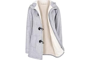 Yuson Girl Abrigos Mujer Invierno Chaqueta con Horn Botones Espesar Hoodie Abrigo Elegantes Sudaderas Mujer con Capucha Casual Jacket Cardigans Tops Cremallera Outwear con Bolsillos