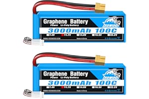 YOWOO POWER Yowoo 3s Batteria Lipo 3000mAh 100C 11.1V Batteria Lipo Grafene con Connettore a XT60 per RC Aereo Elicottero Auto Camion Truggy RC Hobby Fai da te (2 confezioni)