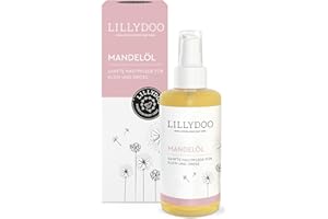 ‎LILLYDOO LILLYDOO parfürmfreies Babyöl Mandel, 99% reines Mandelöl kaltgepresst mit Vitamin E zur Babypflege, vegane Naturkostmetik, Dermatest sehr gut in hochwertiger Glasflasche (100ml)