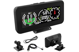 PARAOUTIL Clinomètre de voiture numérique GPS HUD Pitch Angle Slope Meter MPH Tachymètre avec boussole pour les véhicules tout-terrain SUV