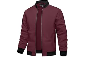 TACVASEN Herren Bomberjacke Leichte Übergangsjacke Fliegerjacken Frühling Herbst Blouson mit Taschen