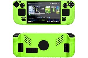 HUAYUWA Silikonhülle (Grün) Kompatibel für Steam Deck, Stoßfeste Schutzhülle für SteamDeck Konsole Rutschfestes Anti-Kollision Zubehör