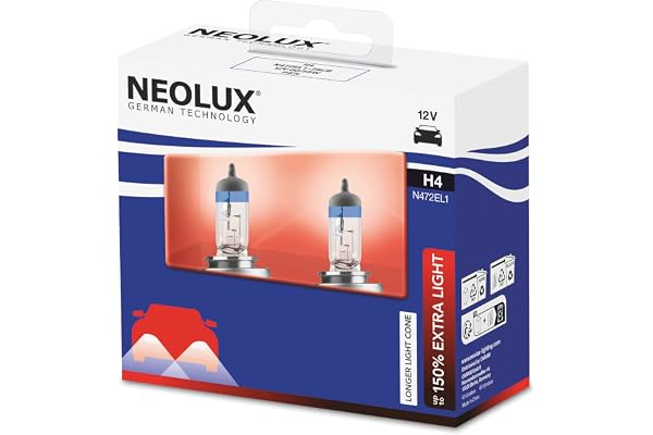 NEOLUX 150% Extra Light H4, halogenstrålkastare, N472EL1-2SCB, 12 V, 60/55 W, soft cover box (2 lampor)