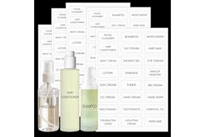 KSIWRE Lot de 120 étiquettes de toilette imperméables pour bouteilles de voyage, étiquettes d'organisation de beauté de salle de bain (transparentes)