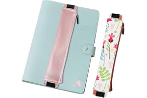 MoKo Pencil Case (2 Pack), PU Leather Pen Pencil Pouch Holder School Supplies Stationery Zipper Bag with Elastic Strap for Pens, Pencils, Markers, Eraser - Printing & Gold Pink