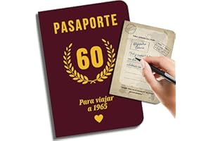 EQUIK PRODUCTS Tarjeta cumpleaños 60 años | 60 cumpleaños hombre, 60 cumpleaños mujer | Libro para firmar 60 cumpleaños, Libro de firmas 60 cumpleaños | Año 1965 | Pasaporte para viajar a 1965