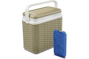 Adriatic 10 Litre Cooler Rattan Design Box Camping Beach Lunch Picnic Insulated Food + 1 Ice Pack