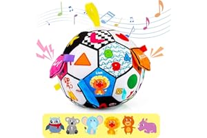 Inbeby Musical Plush Soccer Ball Toys, Sensory Ball Toy with Crinkle & Squeaker, Black and White High Contrast Baby Toy, Ball for Toddler 1 2 3, Gift for Infant Baby 6 12 18 Month Toddler 1 2 3