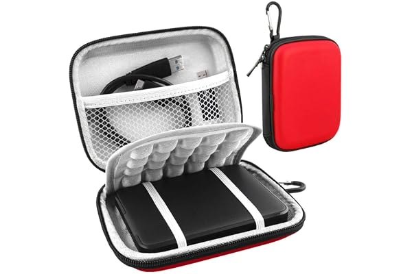 Lacdo Housse de Protection pour WD Elements, WD My Passport Ultra for Mac, Seagate Game Drive, Seagate Portable 2.5 Pouces 1To 2To 3To 4To 5To Étui pour Disque Dur Portable Pochette Antichoc, Rouge