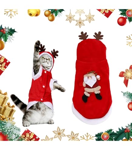 NCY Reindeer Dog Costume Fluffy Christmas Clothes Moose Coat Winter Pet Hoodies Puppy Girl Cute Coat Outfits For Small Dogs Costumes S Suitable 3 5lb 5 5