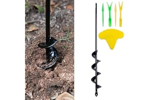 CHANGE MOORE CHANGEMOORE 4x42cm Auger Drill Bit Set with 2 Sets of Seedling Tool and 100Pcs Planting Labels, Heavy Duty Auger Post Hole Digger, Garden Spiral Auger Drill Bit for Planting Bulbs Seedlings Fence
