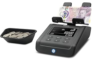 Safescan 6165 Money Counting Machine that Value Counts Coins and Banknotes - Coin Counter with Automatic Coin Roll Recognition - Money Scale for Quick and Easy Cash Drawer Counting