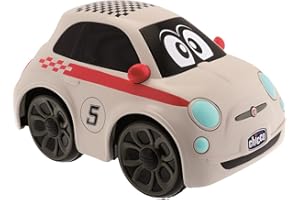 Chicco Fiat 500 Sport Macchina Telecomandata per Bambini, Auto Telecomandata con Volante Radiocomando Intuitivo, Macchina Radiocomandata con Suono del Clacson, Bianca - Giochi per Bambini 2-6 Anni