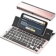 Mketnymy Bluetooth Keyboard Foldable Portable Folding Travel Keyboard for iPhone 15 Pro Plus/Xs/max/x/14/13 /12/11 /iPad/iPad Mini 4, Samsung Android Tablet Smart Phone (Rose Gold)