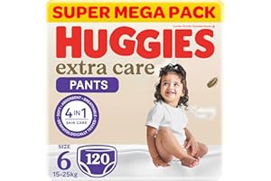 Huggies Extra Care Baby Culottes, Size 6 (15-25 kg), Super Mega Pack, 120 Diaper Pants