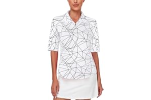 Syphiby Ladies Golf Tops Polo Shirts for Women UK Quick Dry Half Sleeve 1/4 Zip Up Workout Tops Gym Sports Tshirts M-XXL