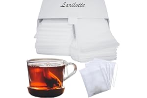LARILOTTE Lot de 200 Sachet the a Remplir Jetable, Filtres à Thé de 7 x 9 cm pour Thé en Vrac à Usage Unique avec Cordon, Filtres à Thé, Sachets de Thé pour Thés Parfumés, épices, Vanille, Lavande, Café