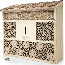 Hotel Per Api Selvatiche WILDLIFE HOME Con Tetto In Metallo - Legno Di Pino Resistente Alle Intemperie, 20x23,5x17 Cm