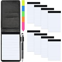 SHAIDOJIO 11PCS Bloc-Notes De Poche A7 Cuir PU Noir - Mini Carnet Avec Stylo Et Index Tags