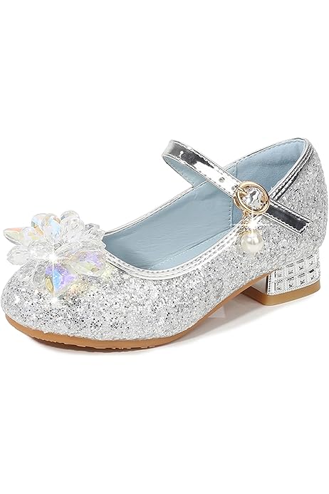 Scarpe Frozen Per Bambina - Con Glitter Blu, Tema Elsa E Anna, Per Carnevale E Feste, Con Fibbia - Foto 3