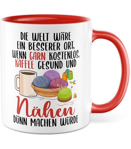 Kaffeetasse Für Näherinnen – Mit Spruch „Nähen Ist Wie Zaubern Können“ Und Nähmaschinen-Motiv, 330 Ml, Spülmaschinenfest
