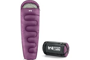 TRAIL OUTDOOR LEISURE Trail Saco de Dormir Adulto Estilo Momia – Saco de Dormir de Montaña Ligero – Saco de Dormir Acampada, 300gsm, 3 Estaciones Primavera Otoño Invierno – Bolsillos Internos y Bolsa de