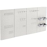 Amazon Basics Rectangular Metal Pegboard Kit, 48 Pieces, Grey