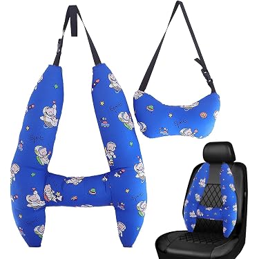 Appui-Tête Enfant Voiture Réglable Bleu – Soutien Cou & Tête Pour Siège Auto, Poussette & Voyage