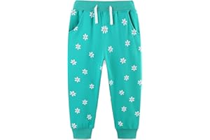 TEDD Girls Trousers Cotton Rainbow Pattern Sweatpants School Jogging Tracksuit Harem Pants with Pockets for Kids Age 1-7 Years