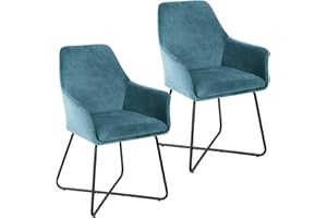 ‎SVITA SVITA Josie Dining 2er Set Esszimmerstuhl Sessel Polsterstuhl Samt (Petrol)