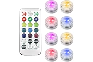 COWANIEE 9 PCS Small Waterproof Led Water Feature Light with Remote, Underwater Mini Hot Tub Lights for Aquarium Pond Fountain