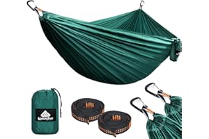 NATUREFUN Ultra-Light Travel Camping Hammock | 300kg Load Capacity,(275 x 140 cm) Breathable,Quick-drying Parachute Nylon | 2 x Premium Carabiners,2 x Nylon Slings Included | Outdoor Indoor Garden