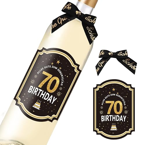 Flaschenetikett 70. Geburtstag, lackveredelt