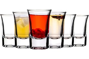 Premier Housewares 35ml Shot Glass Set of 6 | Reusable Clear Shot Glasses for Vodka Shots, Rum, Brandy, Jello Shots | Heavy Base Shot Glass Set for Home Bar, Pub, Event, Party