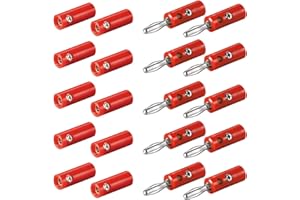 PERFECTHD 10x Bananenstecker Buchse Set | 4mm | Stecker und Buchse | mit Schraubverschluss | für Lautsprecherkabel AV-Receiver Verstärker | Bananas Banana Lautsprecher Boxen Audio HiFi Kabel | Rot | 10 Stück