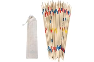 GONOELEC GOTHINK Bamboo Mikado Pick Up Sticks Game with 1 Cloth Bag, 41PCS 12 Inch Long, Fun Family Board Game for Adults and Kids